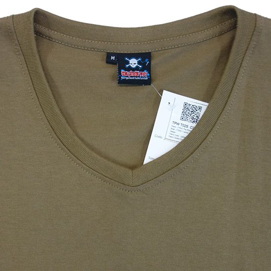 (T02S) V-Neck Shirt - Own text fabric weight (20S), Fabric color (2004) Sand - From 5$++