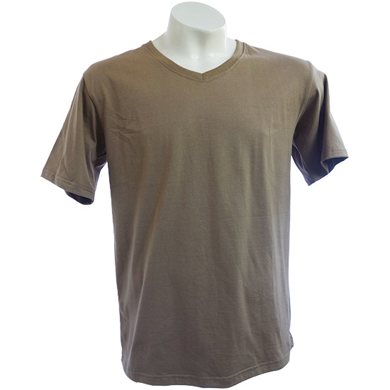 (T02S) V-Neck Shirt - Own text fabric weight (20S), Fabric color (2004) Sand - From 5$++