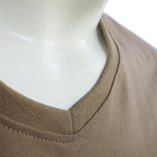 (T02S) V-Neck Shirt - Own text fabric weight (20S), Fabric color (2004) Sand - From 5$++