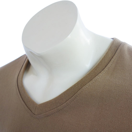 (T02S) V-Neck Shirt - Own text fabric weight (20S), Fabric color (2004) Sand - From 5$++