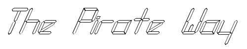 Font : FZ-DIGITAL-10-HOLLOW-ITALIC Custom Text : The Pirate Way Test your own text here Click to download or to view this font on a tshirt that can be custom printed in Bali