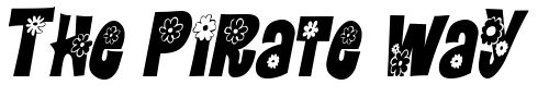 Font : FlowerPowerCondensed-Italic Custom Text : The Pirate Way Test your own text here Click to download or to view this font on a tshirt that can be custom printed in Bali