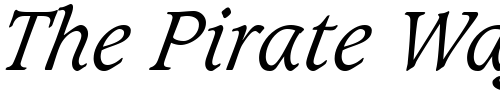Font : Grammateus-Light-SSi-Light-Italic Custom Text : The Pirate Way Test your own text here Click to download or to view this font on a tshirt that can be custom printed in Bali