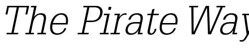 Font : Installation-Light-SSi-Light-Italic Custom Text : The Pirate Way Test your own text here Click to download or to view this font on a tshirt that can be custom printed in Bali