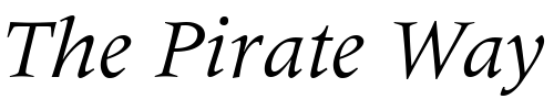Font : Meridien-Italic Custom Text : The Pirate Way Test your own text here Click to download or to view this font on a tshirt that can be custom printed in Bali
