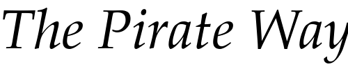 Font : Palatino-Italic-Old-Style-Figures Custom Text : The Pirate Way Test your own text here Click to download or to view this font on a tshirt that can be custom printed in Bali