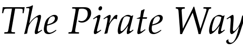 Font : Palatino-LT-Italic Custom Text : The Pirate Way Test your own text here Click to download or to view this font on a tshirt that can be custom printed in Bali