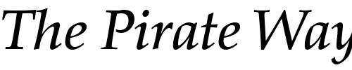 Font : Palatino-LT-Medium-Italic Custom Text : The Pirate Way Test your own text here Click to download or to view this font on a tshirt that can be custom printed in Bali