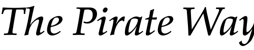 Font : Palatino-Medium-Italic Custom Text : The Pirate Way Test your own text here Click to download or to view this font on a tshirt that can be custom printed in Bali