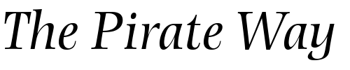 Font : PhotinaMT-Italic Custom Text : The Pirate Way Test your own text here Click to download or to view this font on a tshirt that can be custom printed in Bali