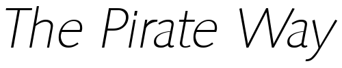 Font : RogerBecker-ExtraLight-Italic Custom Text : The Pirate Way Test your own text here Click to download or to view this font on a tshirt that can be custom printed in Bali
