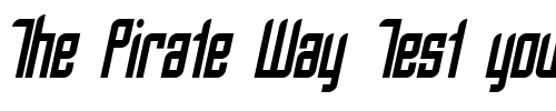Font : SF-Piezolectric-Condensed-Oblique Custom Text : The Pirate Way Test your own text here Click to download or to view this font on a tshirt that can be custom printed in Bali