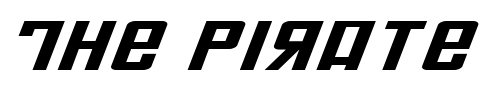 Font : Soviet-X-Expanded-Italic Custom Text : The Pirate Way Test your own text here Click to download or to view this font on a tshirt that can be custom printed in Bali